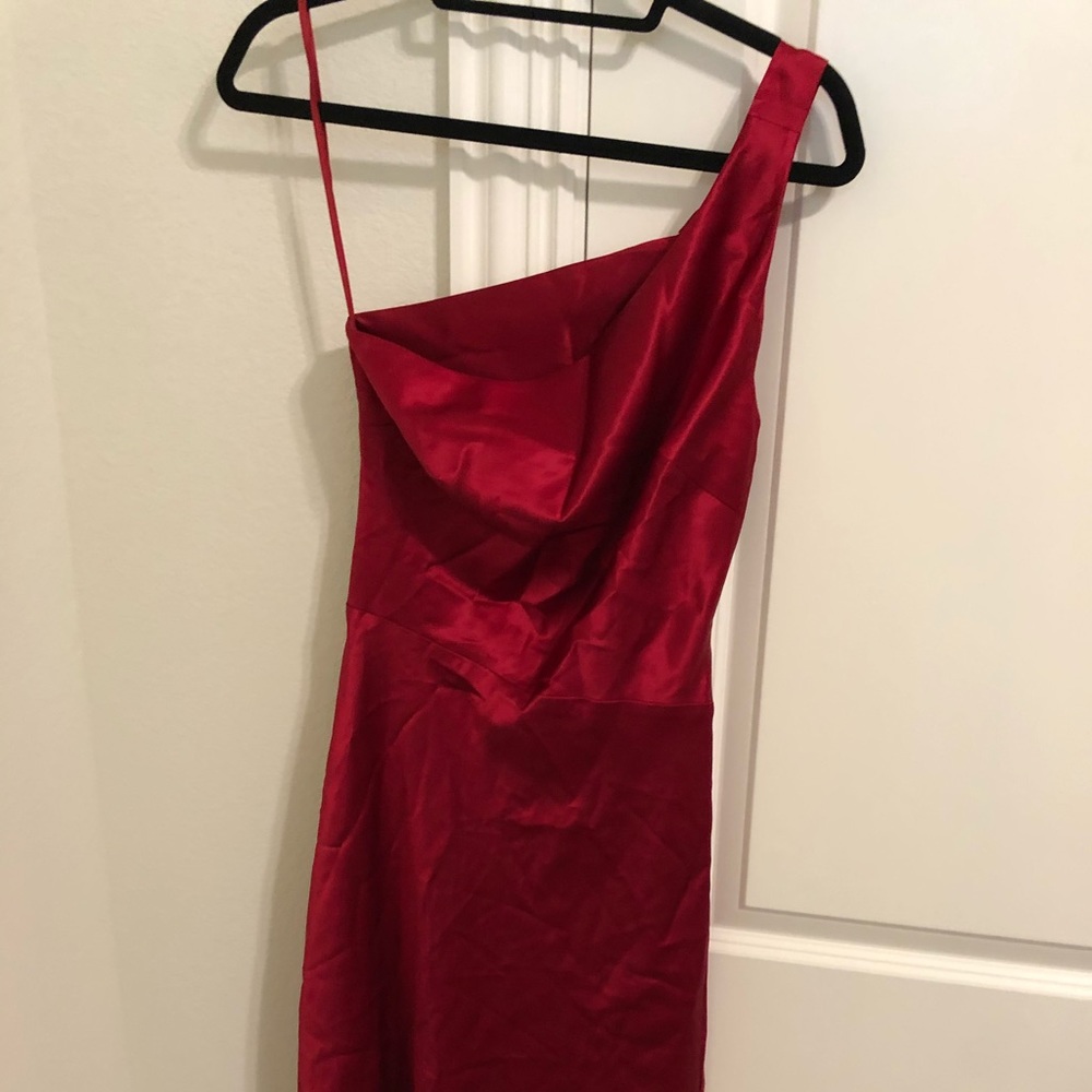 Red silk fit n flare dress